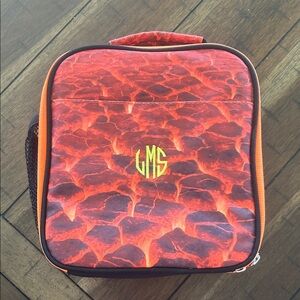 Pottery Barn Teen Lunch Bag Embroidered “LMS” Fire Print